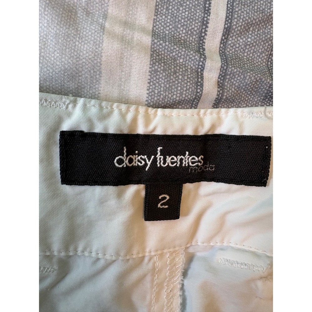 Daisy Fuentes Y2K Cargo Capri Pants Utility Crop Off White Pastel Goth Festival - Picture 9 of 13